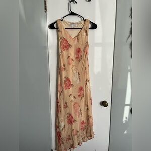 Petite Sophisticate Cream and Pink High Low Sundress